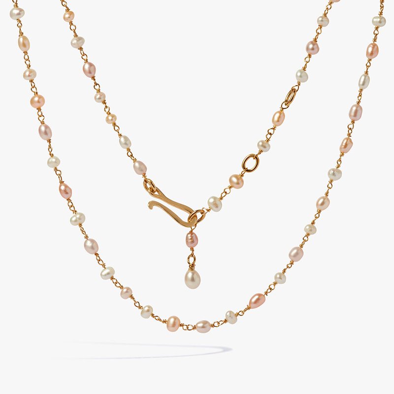 18ct Yellow Gold Seed Pearl Short Chain